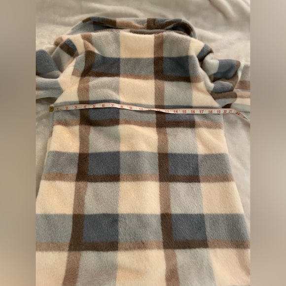 Z Supply Plaid Jacket in Blue, Creamy Peach and Brown. Oversized Small. - Picture 4 of 13